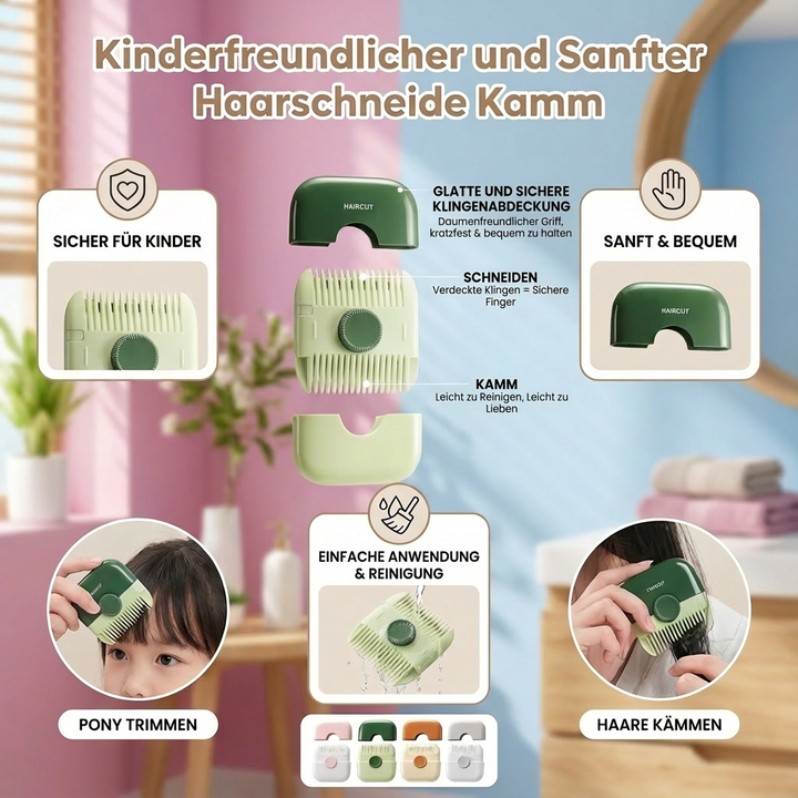 Sanfter Haarschneidekamm, perfekt für empfindliche Kinderhaare und junge Eltern.