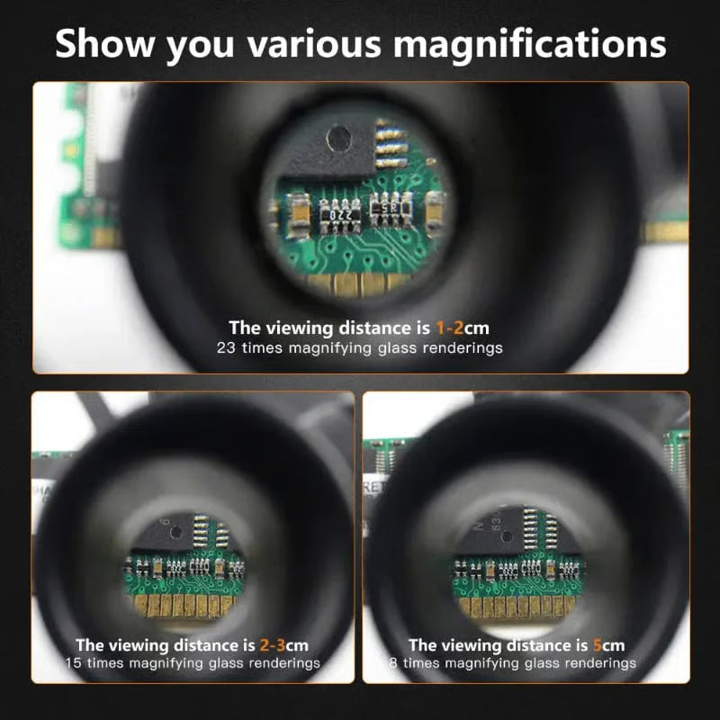 Multifunktionale Kopfbandlupe mit LED, perfekt für Elektronik, Reparatur & präzise Präzisionsarbeit.