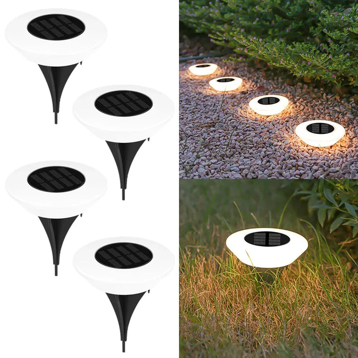 Stimmungsvolle Solar Wegeleuchten als Gartendeko. Energieeffiziente Außenbeleuchtung mit LED-Solarlampen.