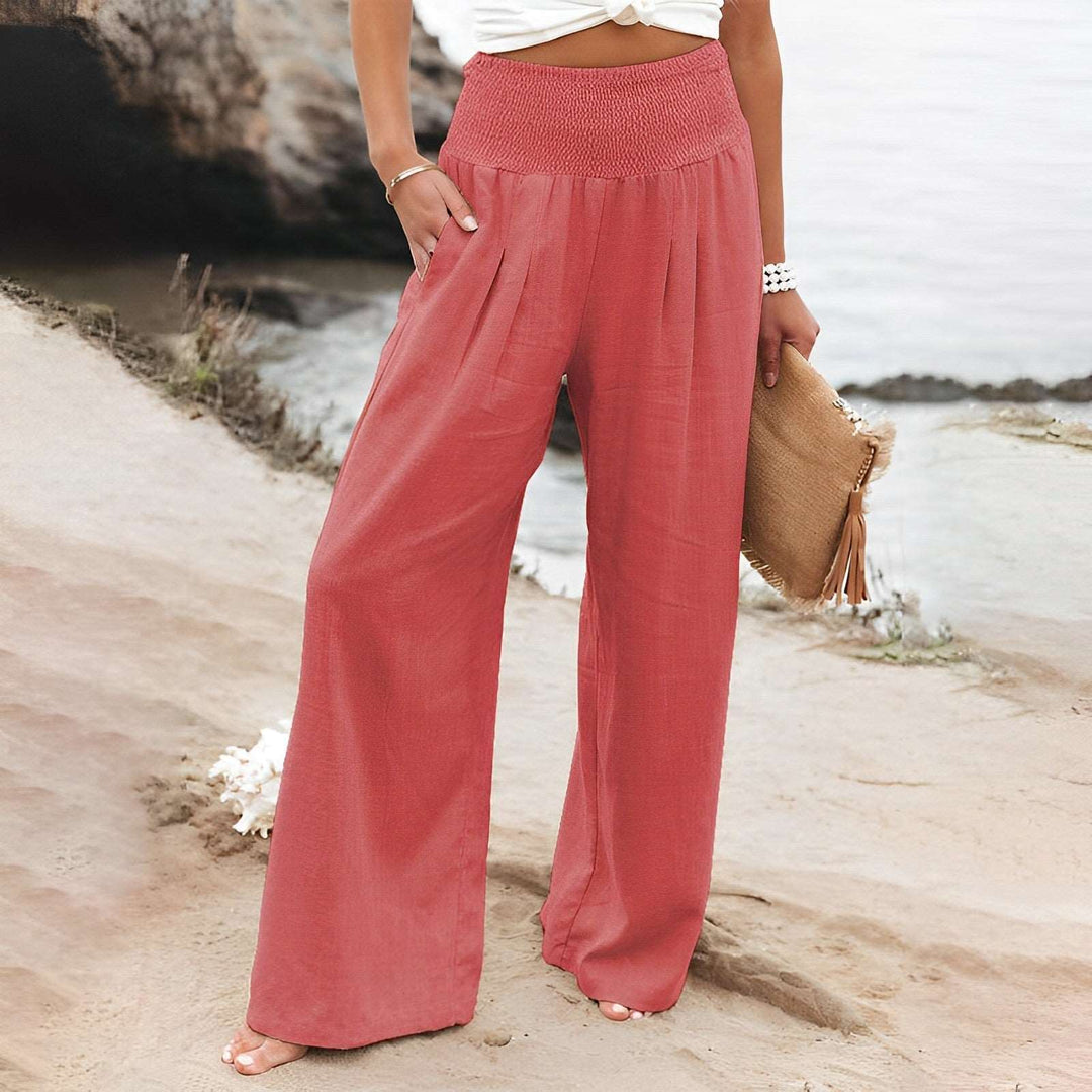Entspannte Damen Wide Leg Hose mit weitem Bein. Luftige High Waist Sommerhose, bequem & elegant für Freizeit & Alltag.