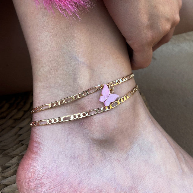 Perfektes Sommer Geschenk: Damen Fußkettchen mit Perlen und Schlangenkette. Hochwertiger Edelstahl Schmuck.