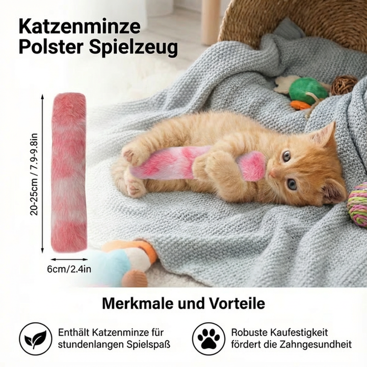 Aromatisiertes Katzenminze Spielkissen, regt zum Spielen an und sorgt für natürliche Entspannung bei Katzen.