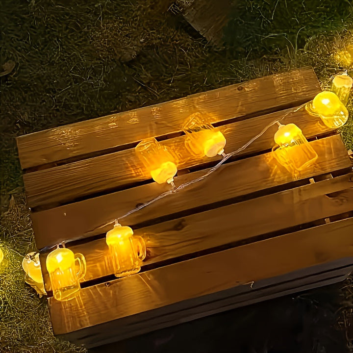 Verpacktes 2er Set LED-Bierkrug-Lichterketten, bereit für stimmungsvolle Dekoration und Festbeleuchtung.