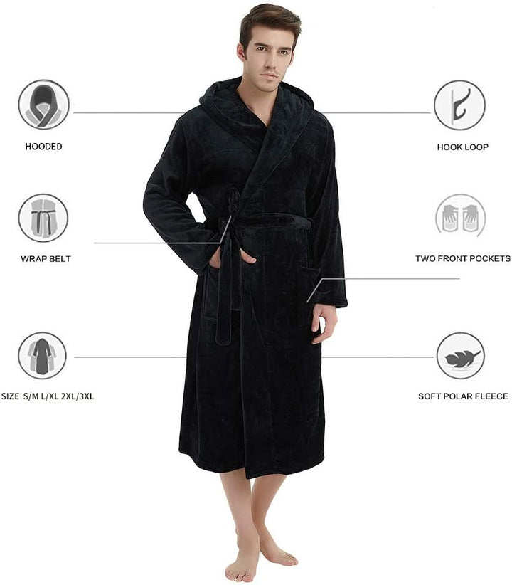 Weicher Herren Bademantel, langes Modell für extra Wärme im Winter.