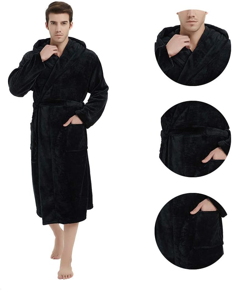 Eleganter Herren Winter Bademantel, mit praktischen Seitentaschen.