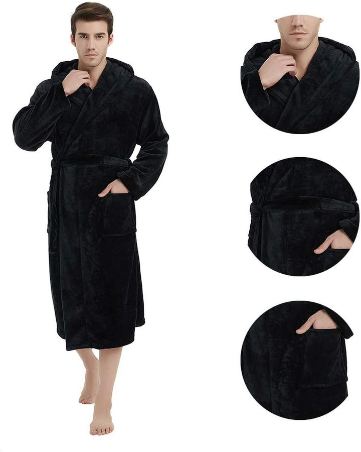 Eleganter Herren Winter Bademantel, mit praktischen Seitentaschen.