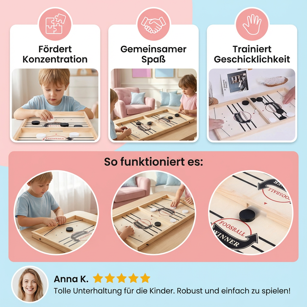 Innovatives Schleuder-Schach: Familiäres Holz-Brettspiel für Indoor Partys. Perfekte Geschenkidee.