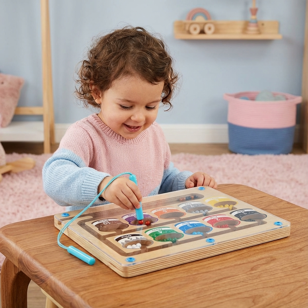 Magnetlabyrinth für Kinder, Montessori Lernspielzeug zur Förderung von Konzentration, Feinmotorik & Geschicklichkeit.