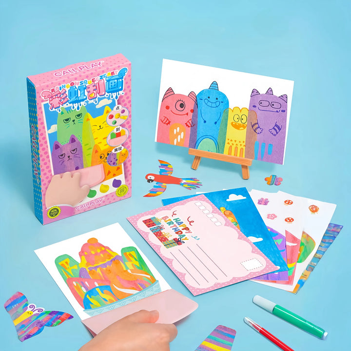 Kinder Rakel-Malkit Kreativset: Malen & Zeichnen mit Farben, Aquarellstiften. Ideal für Vorkindergarten, ab 3 Jahren.