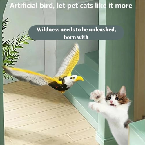 Flattervogel Katzenspielzeug in lebensechten Farben, das den Jagdinstinkt anregt. Perfekt für interaktives Katzenspiel.