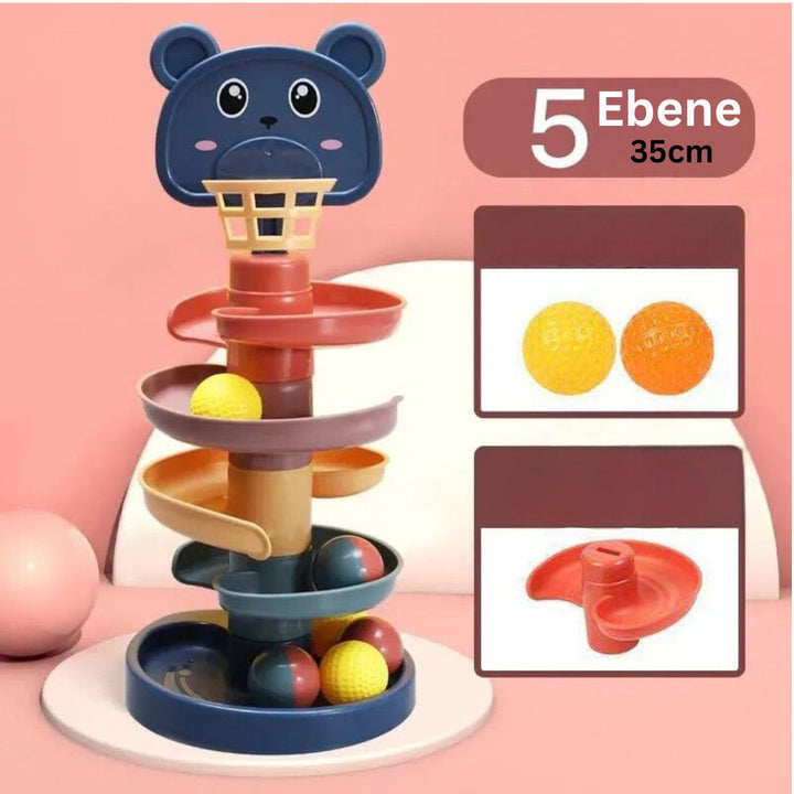 Lernspielzeug Montessori Ballturm für Kinder, Holz, ideal zur Entwicklung der Feinmotorik.
