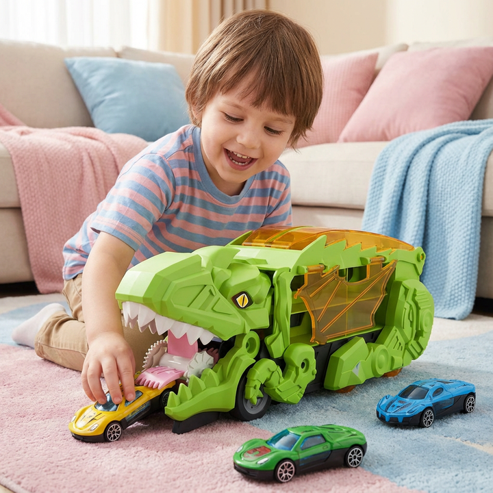 Verwandelbarer Dinosaurier Truck Spielzeug für Jungen. Ein cooles Auto & Dino in einem, perfekt als Geschenk.