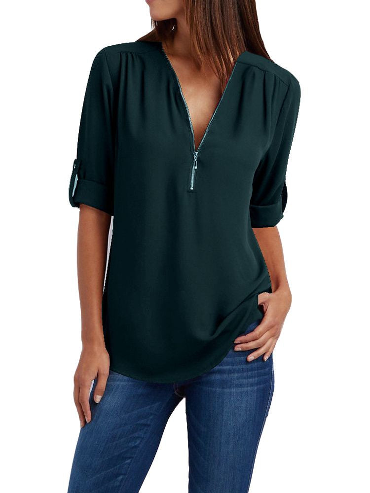 Bürotaugliche Damen Langarm Bluse, modisch & komfortabel, perfekt für elegante Auftritte.