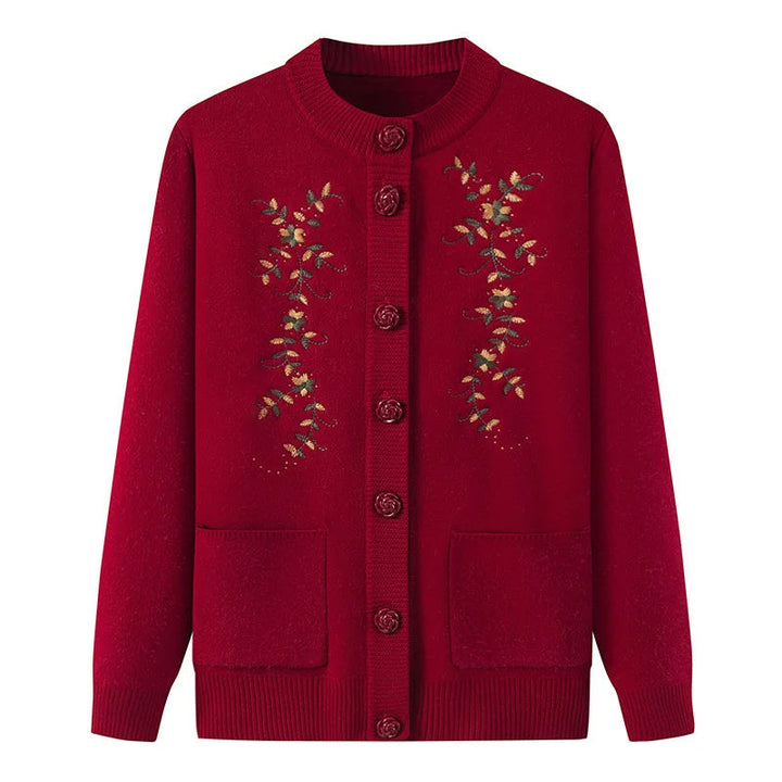 Trendiger Damen Cardigan Übergröße mit Retro-Print, ideal für bequeme Freizeit-Looks.