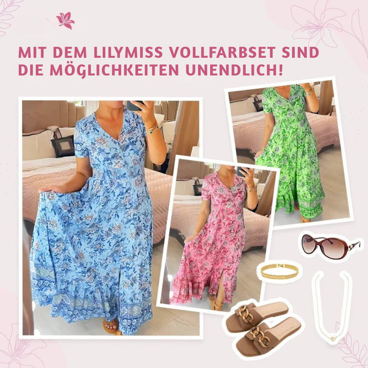 Vielseitiges Sommerkleid für Damen, V-Ausschnitt, aus leichtem Stoff. Casual & schick zugleich.