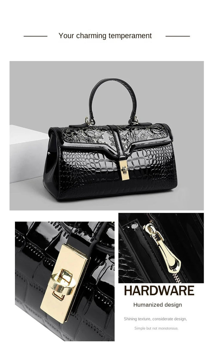 Alltagstaugliche Luxus-Handtasche für Damen, mit stilvollem Blumenmuster und viel Platz.
