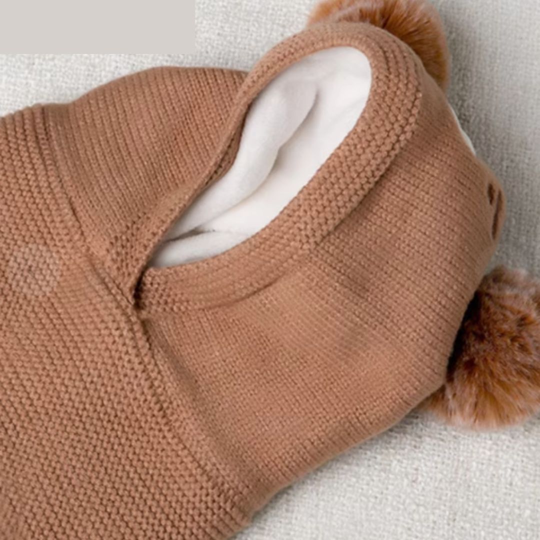 Stylische Baby Wintermütze mit Ohren, gestrickt, mit Fleecefutter, für Jungen & Mädchen, Babymode.