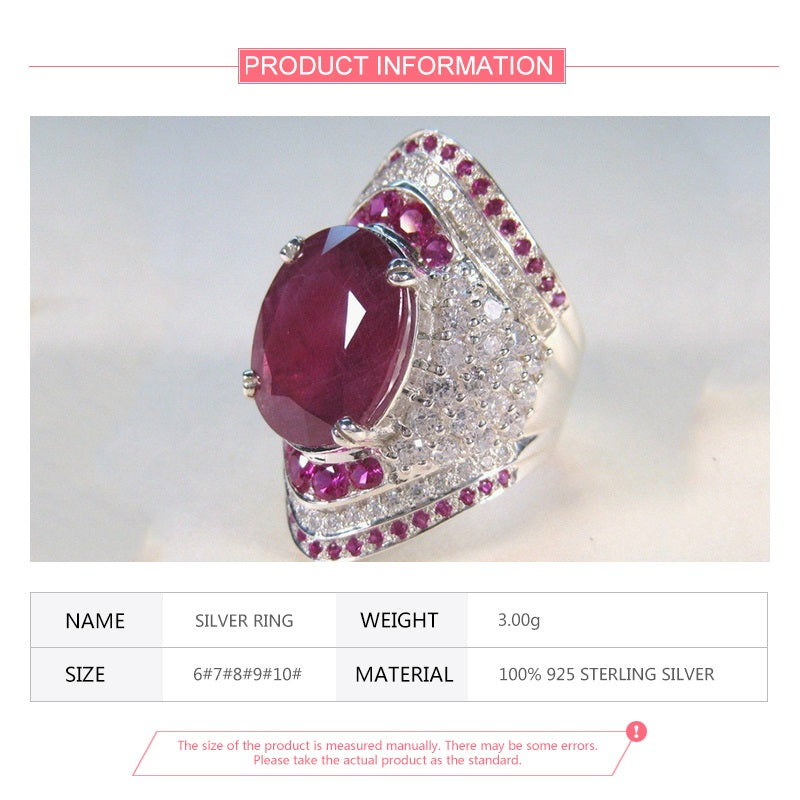 Hochwertiger Rubinring in 925 Sterling Silber gefasst, ein luxuriöser Edelsteinring für stilvolle Damen.