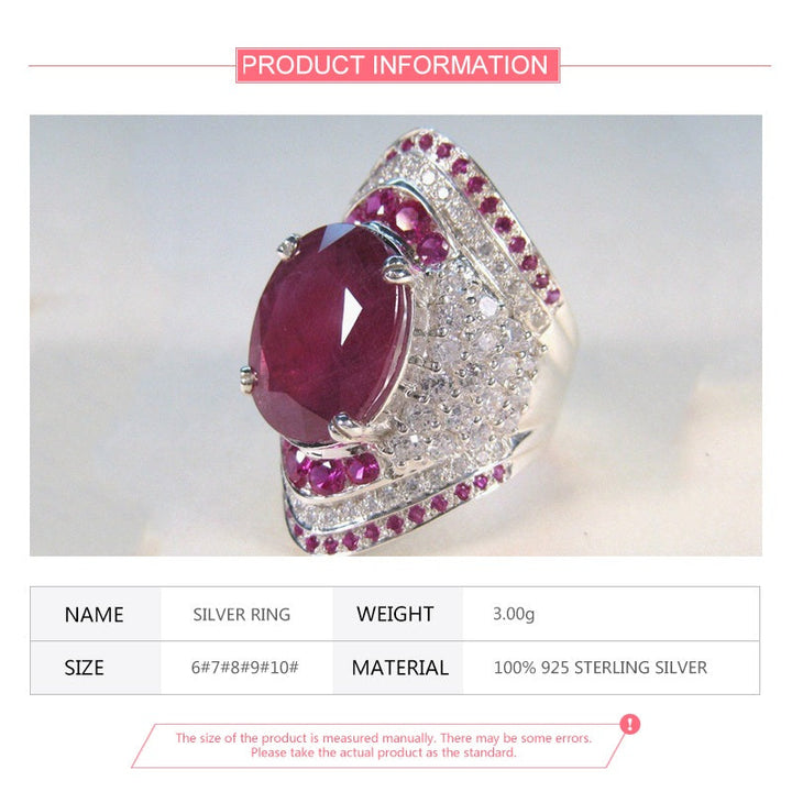 Hochwertiger Rubinring in 925 Sterling Silber gefasst, ein luxuriöser Edelsteinring für stilvolle Damen.