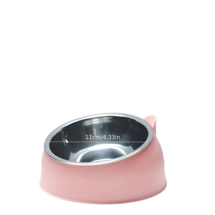 Komfortable erhöhte Edelstahlschale für Katzenfutter, ergonomisches Design beugt Nackenbelastung vor.