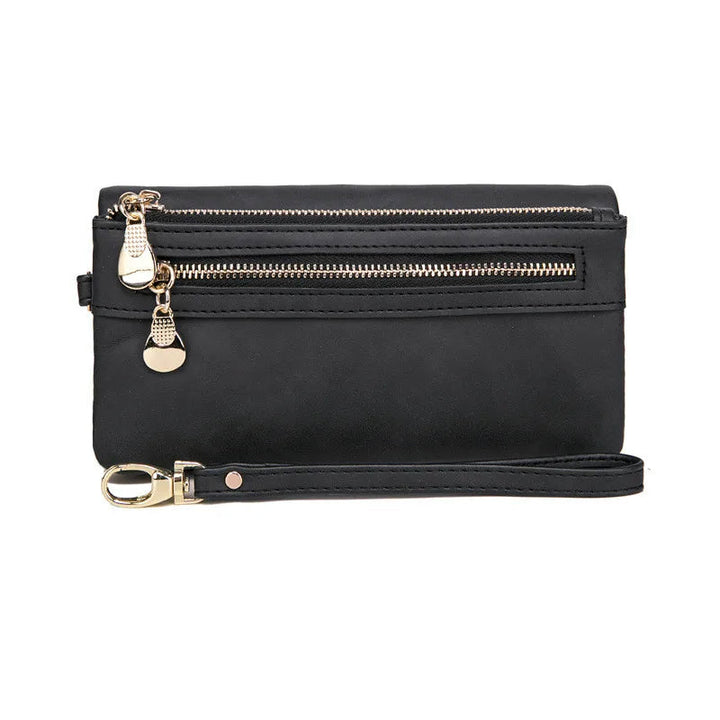 Detailaufnahme der stilvollen Damen Clutch Geldbörse. Edles Material & hochwertige Verarbeitung.