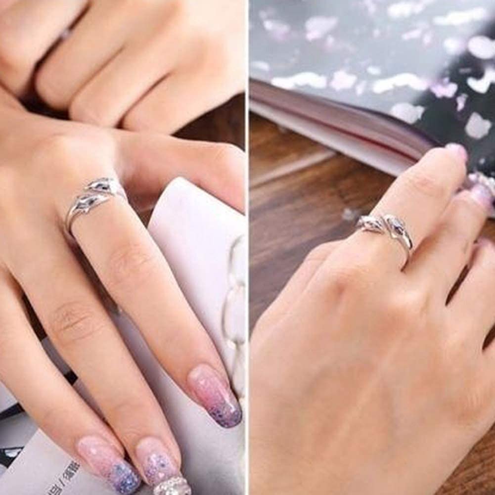 Hochwertiger Damen-Silberring mit zwei sich umschlingenden Delfinen, ein anmutiger Tierring für Frauen.