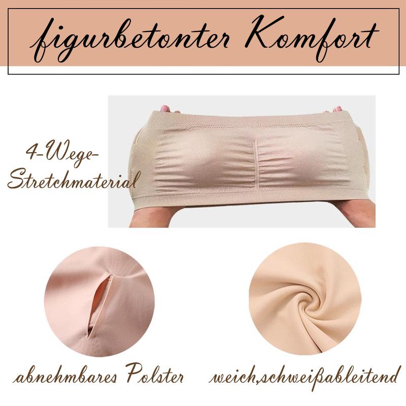 Vielseitiger Damen Bandeau-BH, trägerlos & nahtlos. Mit Push-up & rutschfestem Design für optimalen Komfort.