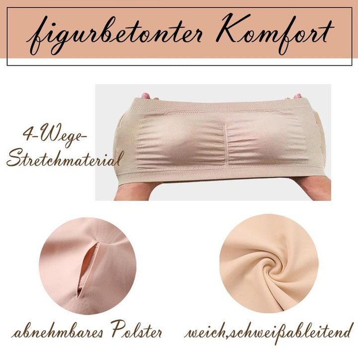 Vielseitiger Damen Bandeau-BH, trägerlos & nahtlos. Mit Push-up & rutschfestem Design für optimalen Komfort.