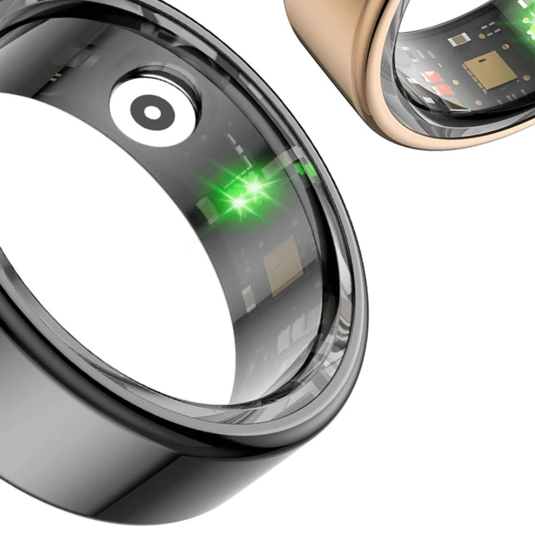 Technologie am Finger: Smarter Titan Ring. Misst Herzfrequenz, Schritte & Schlaf. Wasserdichter Gesundheitstracker für den Alltag.