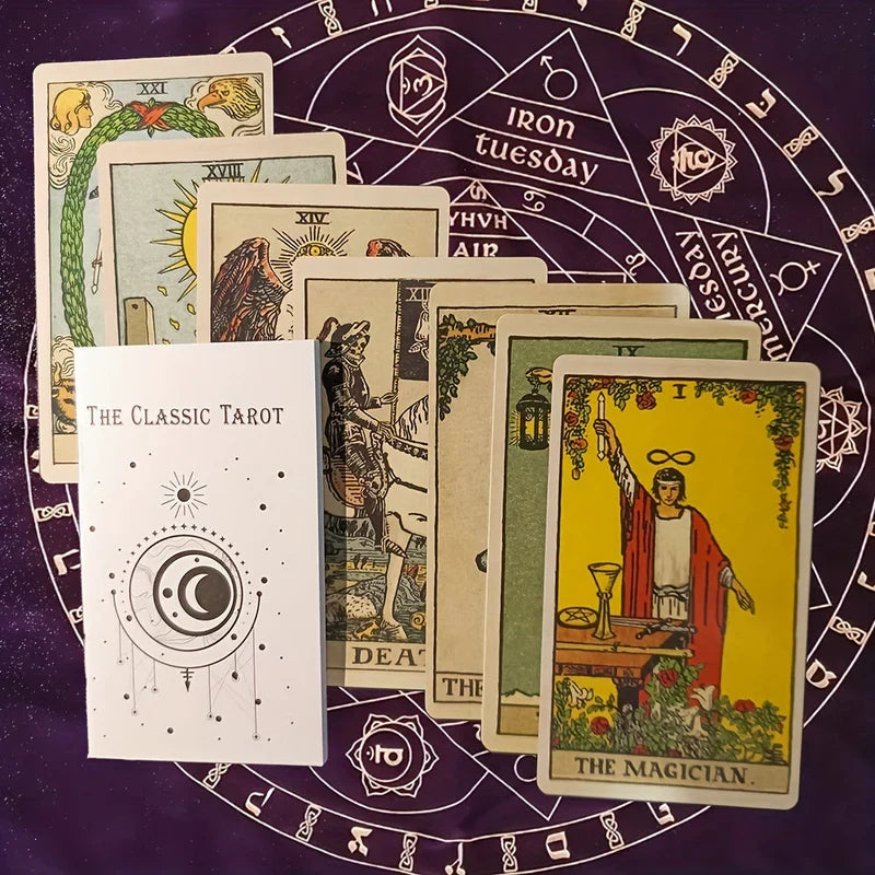 Braunes Tarotkarten-Set in dekorativer Box. Perfektes Geschenk für Spiritualität, Intuition & Meditation.
