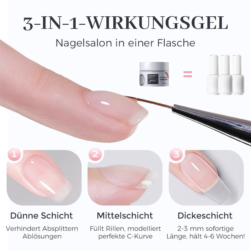 Textur des transparenten Nagelhaftgels. 3-in-1-Formel für eine starke, langlebige Nagelbasis und professionelle Maniküre.