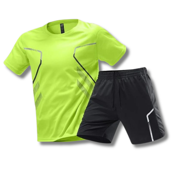Sportliches Herren Sportset: Atmungsaktives Polo & Shorts in Grau. Ideal für Tennis, Padel und Freizeit im Sommer.
