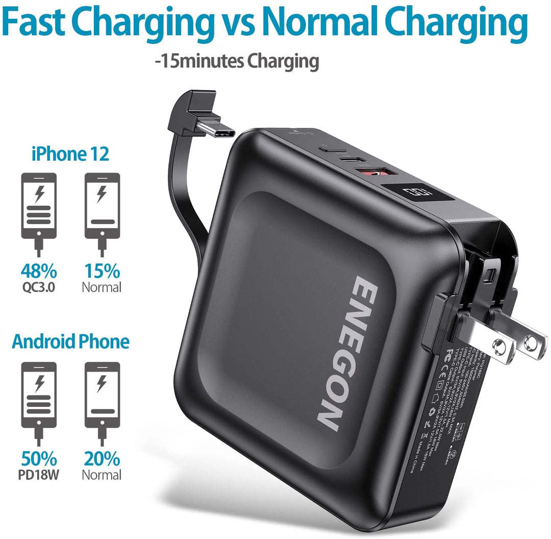 Große 15000 mAh Powerbank mit Schnellladefunktion & AC-Stecker, ideal für Reisen & Outdoor.