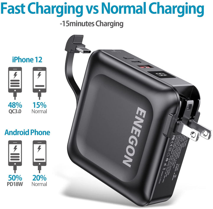 Große 15000 mAh Powerbank mit Schnellladefunktion & AC-Stecker, ideal für Reisen & Outdoor.