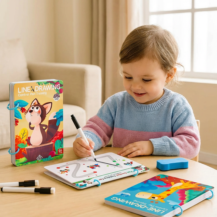 Kinder Trainingsbuch für Stiftkontrolle zur Förderung der Feinmotorik und Vorschulbildung.