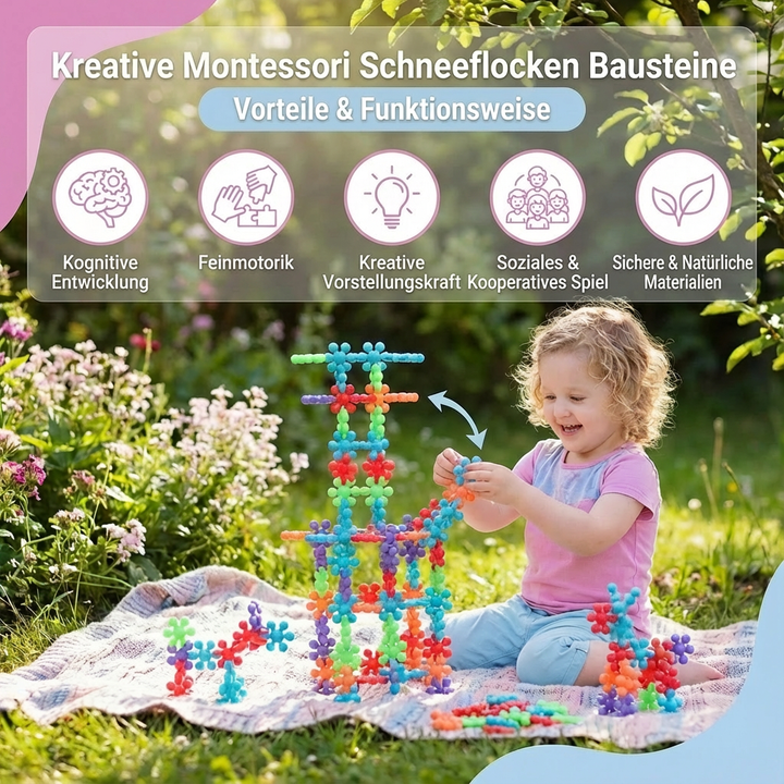 Pädagogisches Schneeflocken Lernspielzeug, tolles Kindergeschenk zur Förderung von Kreativität & Logik.