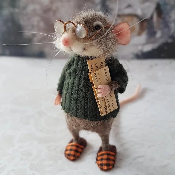 Handgefertigte Nadelfilzmaus, charmante Dekoration, ein einzigartiges Wohnaccessoire für Ihr Zuhause.