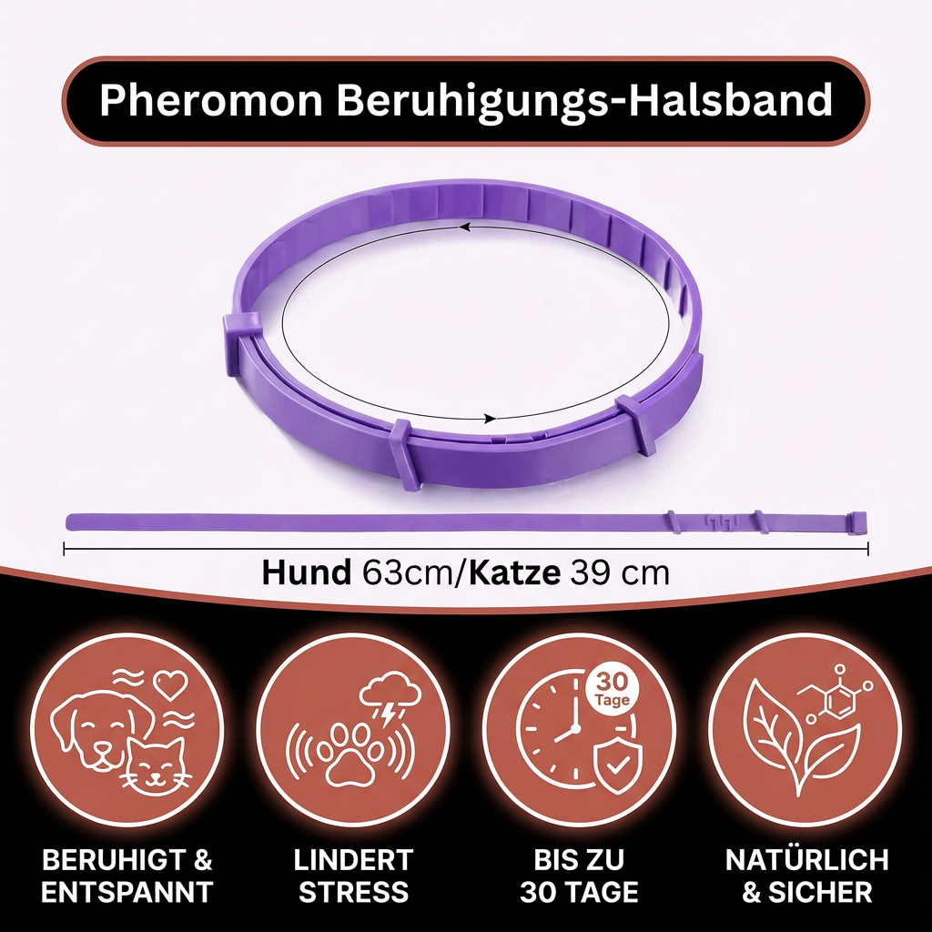 Detailansicht des Pheromon-Halsbands für Hunde & Katzen. Weiches Material für Komfort und Beruhigung.