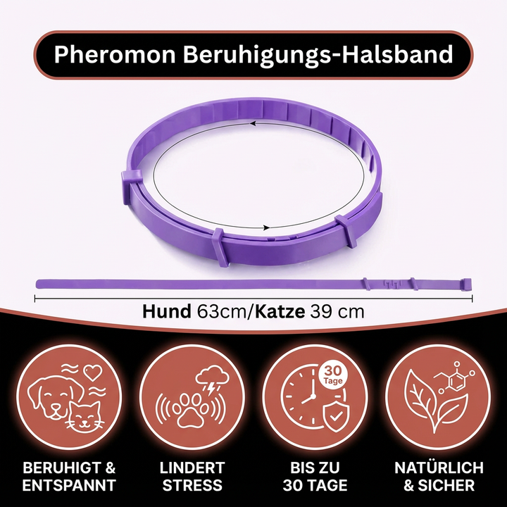 Detailansicht des Pheromon-Halsbands für Hunde & Katzen. Weiches Material für Komfort und Beruhigung.