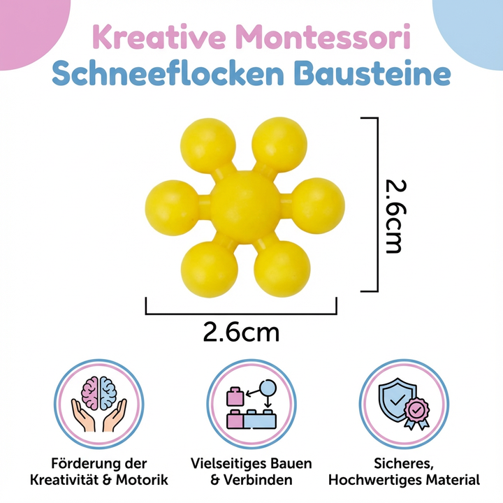Kreative Schneeflocken Bausteine: Montessori Spielzeug für lernreichen Spaß & Entwicklung bei Kindern.