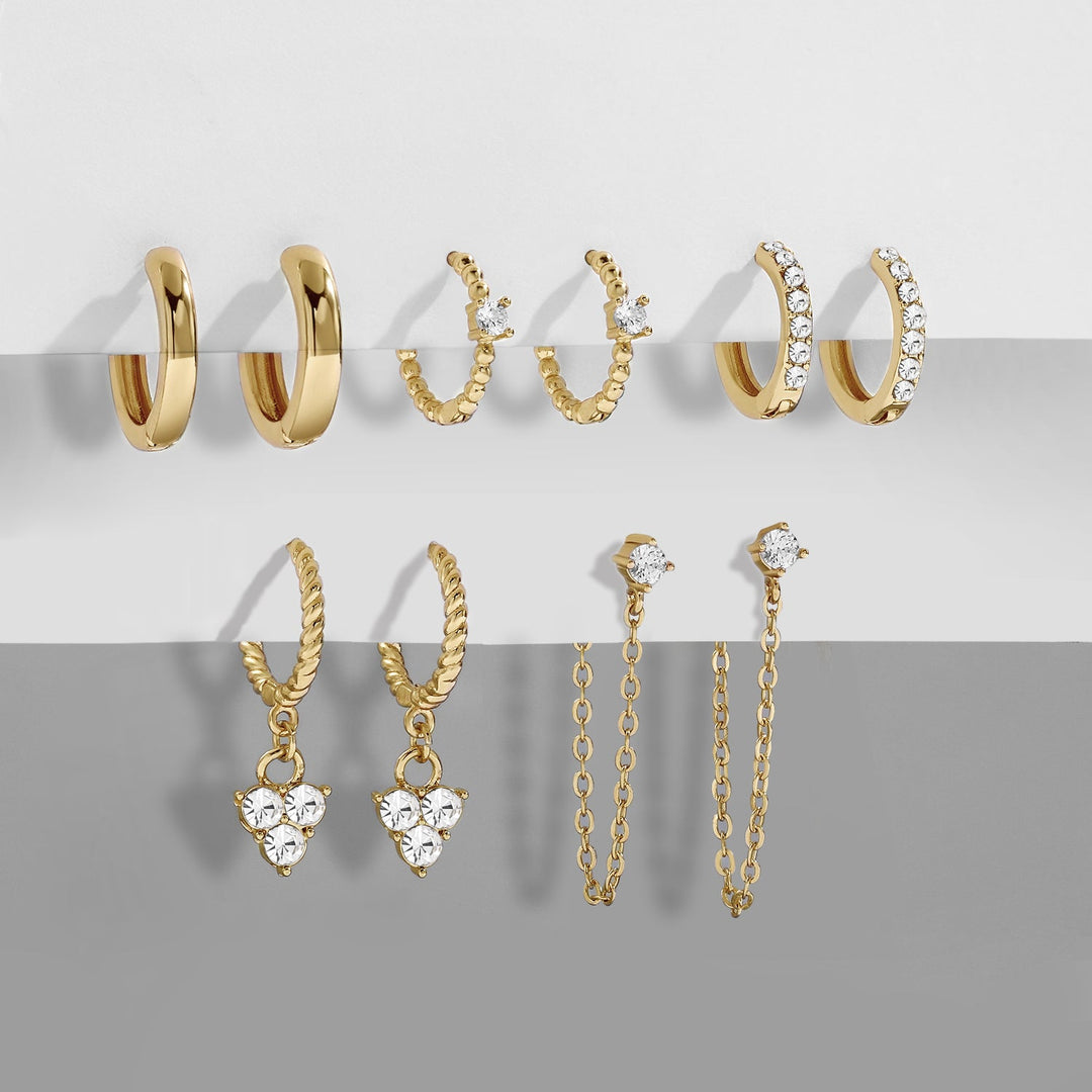 Goldene Retro Herzohrringe mit Zirkonia-Besatz, eleganter Vintage-Schmuck für Frauen.