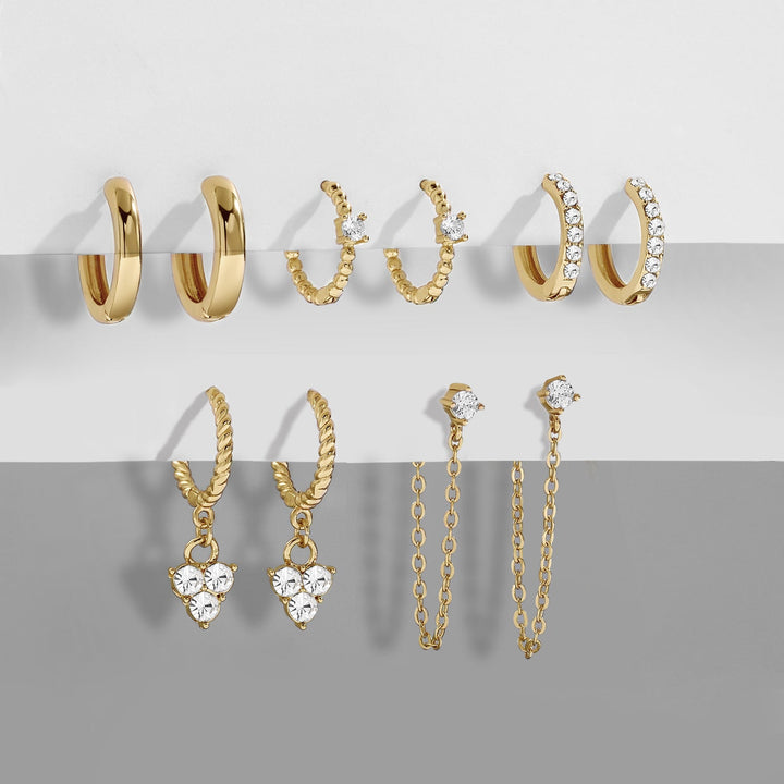 Goldene Retro Herzohrringe mit Zirkonia-Besatz, eleganter Vintage-Schmuck für Frauen.