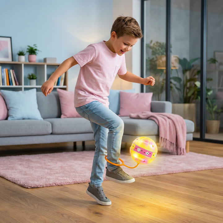 Aktives LED Knöchel Hüpfball Spielzeug für Kinder. Fördert Motorik, Gesundheit & Spaß beim Hüpfen.