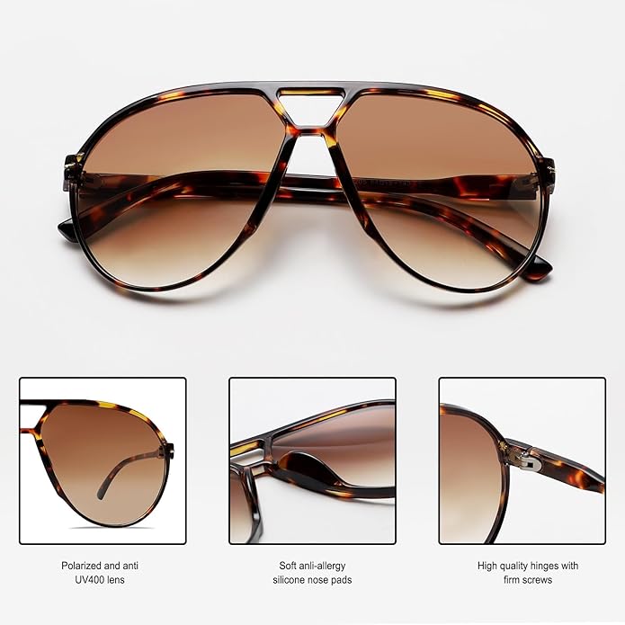 Unisex Retro Oversized Aviator Sonnenbrille mit UV400 Schutz, das Must-have für den Sommer-Style.
