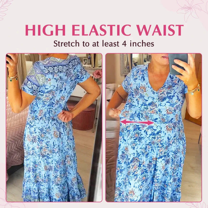 Stilvolles Damenkleid, V-Ausschnitt, locker geschnitten. Vielseitig kombinierbar für Sommerlooks.