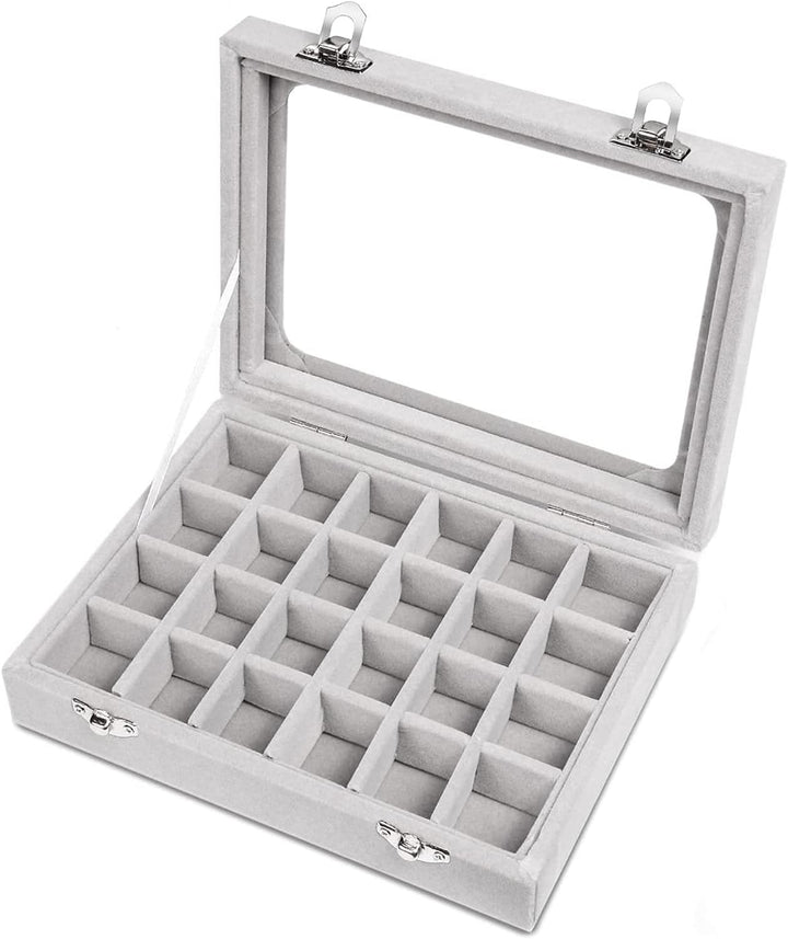 Elegantes Samt Schmuckkästchen mit transparentem Deckel, idealer Schmuckorganizer für Frauen.