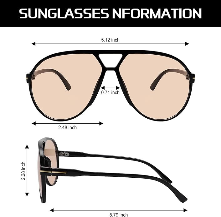 UV400 Schutz: Unisex Oversized Aviator Sonnenbrille im Retro-Design, ideal für Herren und Damen.