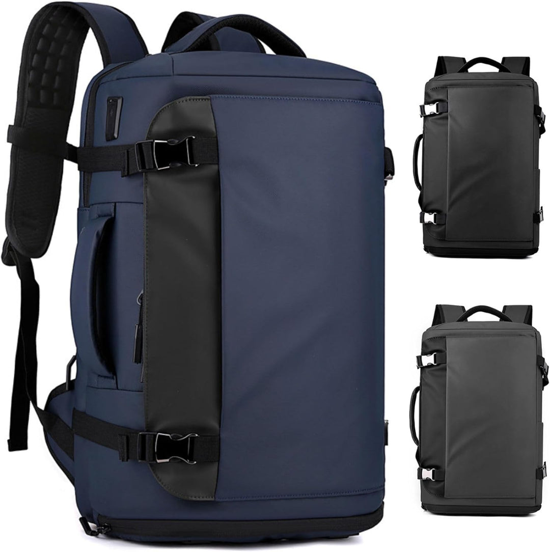 Sicherer Reiserucksack für 15 Zoll Laptops, wasserdicht, mit USB-C und Diebstahlschutzfunktion.