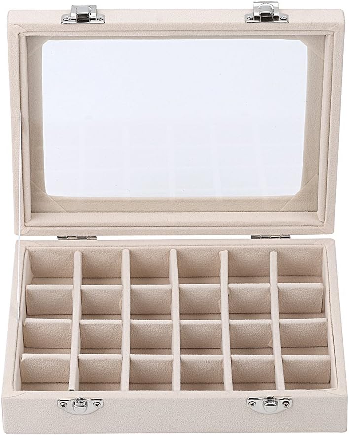 Luxuriöses Samt Schmuckkästchen für Damen mit transparentem Deckel, optimal zur organisierten Schmuckaufbewahrung.
