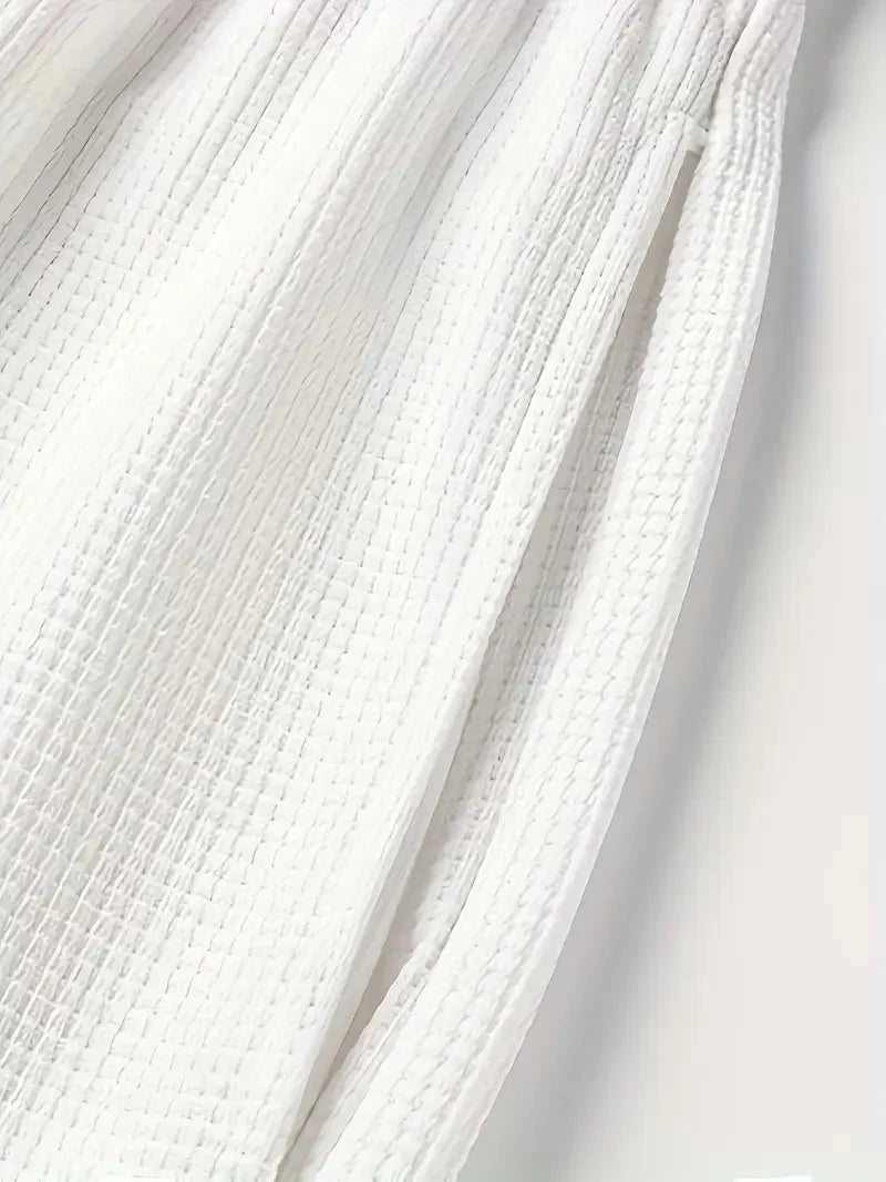 Herren Waffelstrick Loungewear: Atmungsaktives Kurzarmshirt & Shorts für Zuhause.